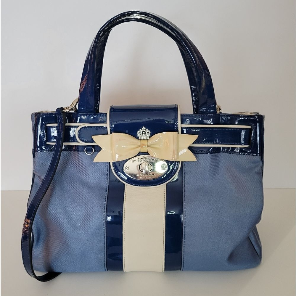 My Flat In London Ashby Small Handheld Blue Satchel